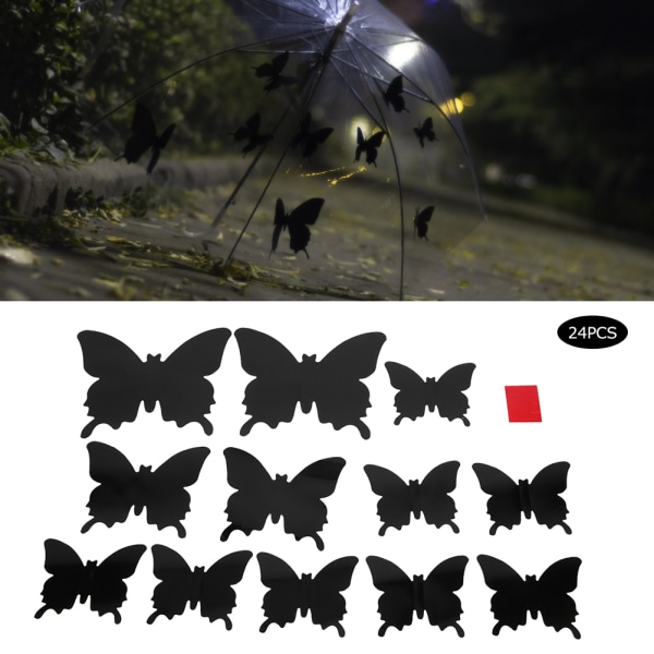 24Pcs/Set Stereoscopic Black Butterflies Wall Sticker Living Room Ornament Wall Decal