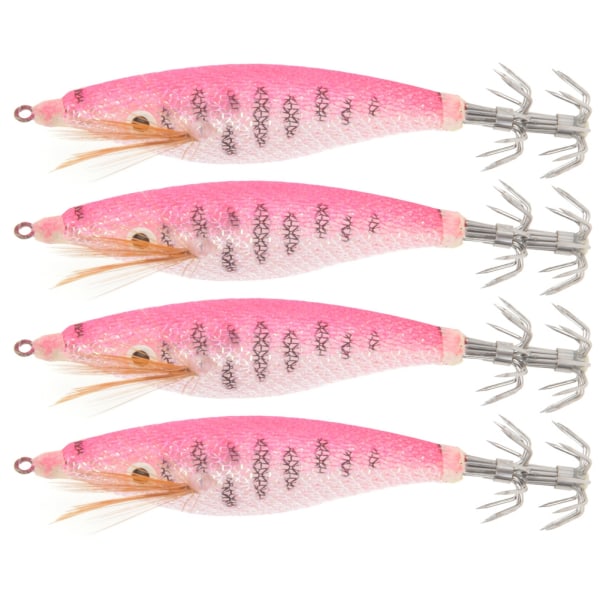 4Pcs Artificial Simulation ABS Fishing Lure Bait Dual Squid Hook with Luminous Stick Slot