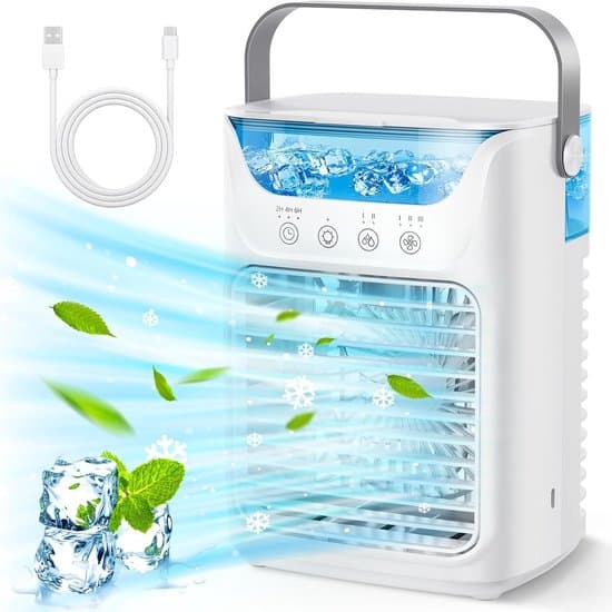 Portable Personal Air Cooler 3-in-1 Evaporative 3 Speeds LED Light 6H Timer