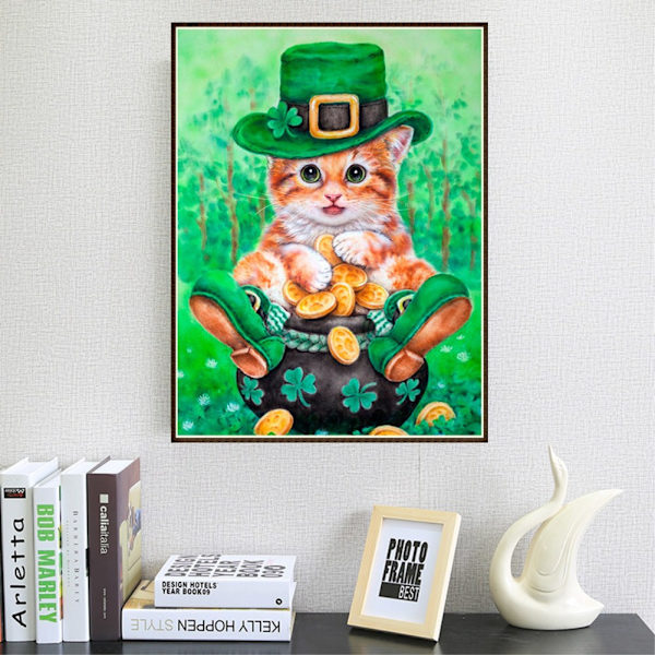 DIY Timantti-kirjonta Ristinommel eläin Diamond Painting Taidekäsityö Koti Sisustus (Kissa)