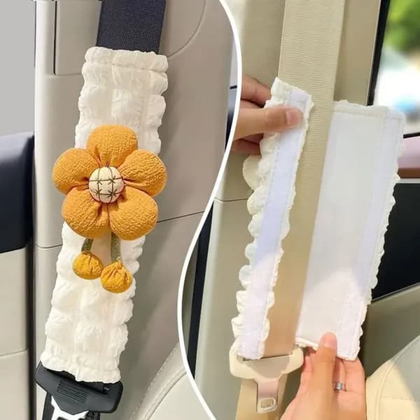 Axelbältesskydd (2-pack), mjuka kronbladsformade axelskydd (ingefärsgul)