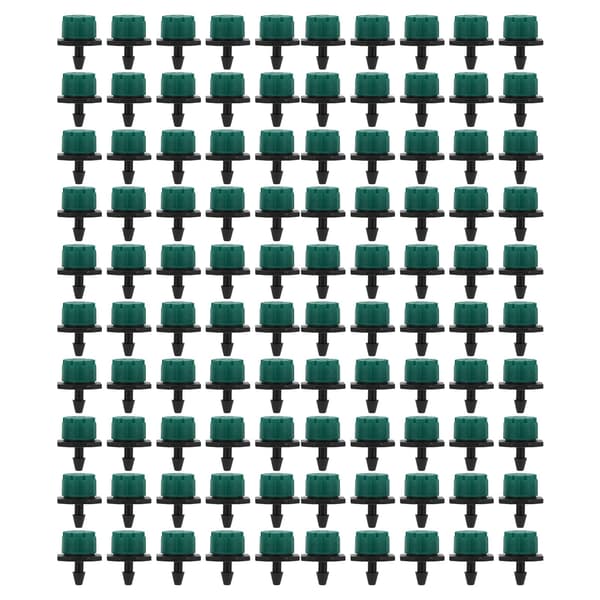 100 PCS 360 Degree Adjustable Irrigation Dripper 1/4 Inch Drip Irrigation Sprinkler for Irrigation System Green