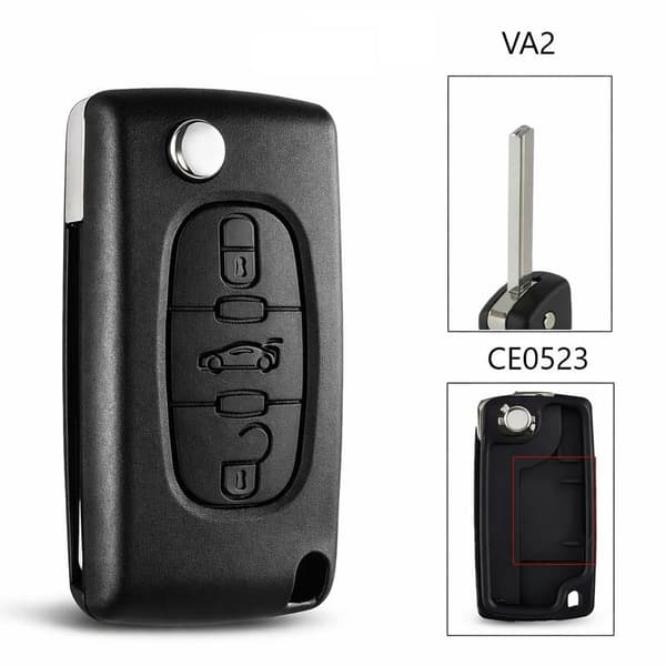 Key shell compatible with Citroen and Peugeot CE0523 VA2 - 3 buttons