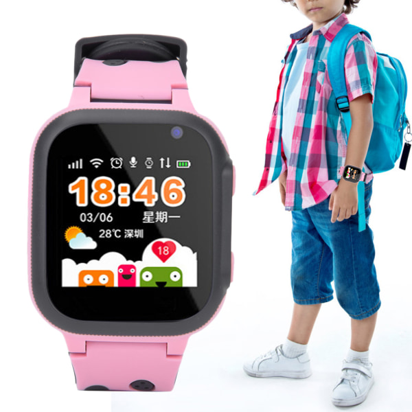 Barn Smartwatch med kamera, röstsamtal och färgskärm (rosa)
