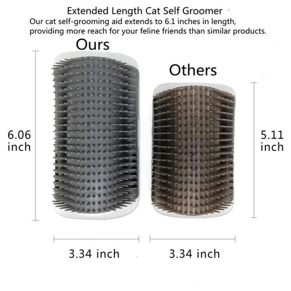 Kattborste för pälsvård, utökad version 15,5 cm – 2-pack – Grå – Klös- och massageborste