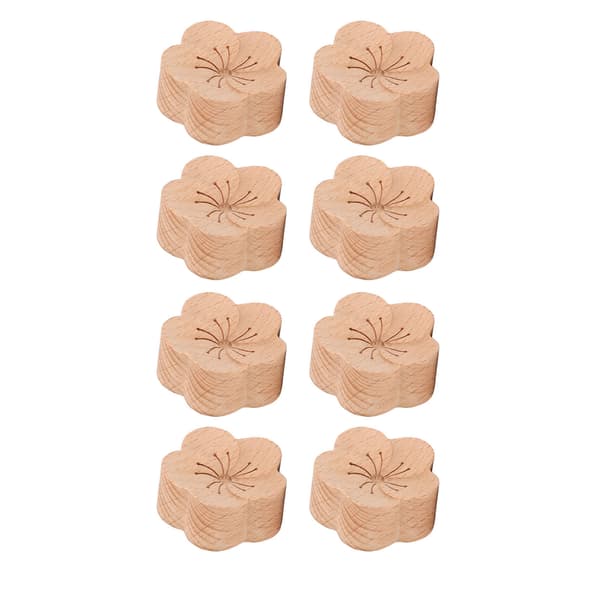 8-pack Natural Beech Wood Car Diffuser, Plum Blossom Shape, Compact Essential Oil Vent Clip for Vehicles