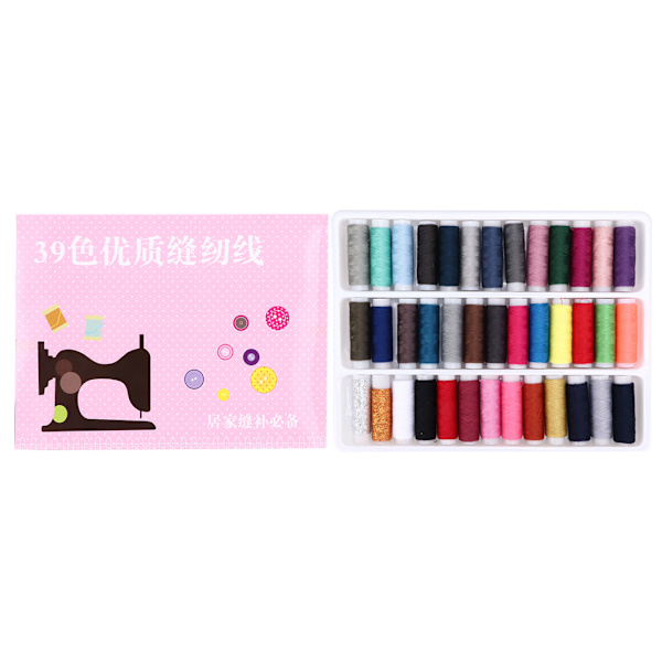 39 st DIY hushållssymaskin färgglad polyestertråd kit kläder sömnad tillbehör tillbehör
