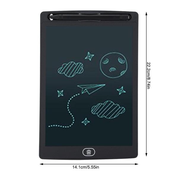 8,5-tums LCD-skrivplatta Elektronisk skriv- och ritbräda Doodle Pad (svart)