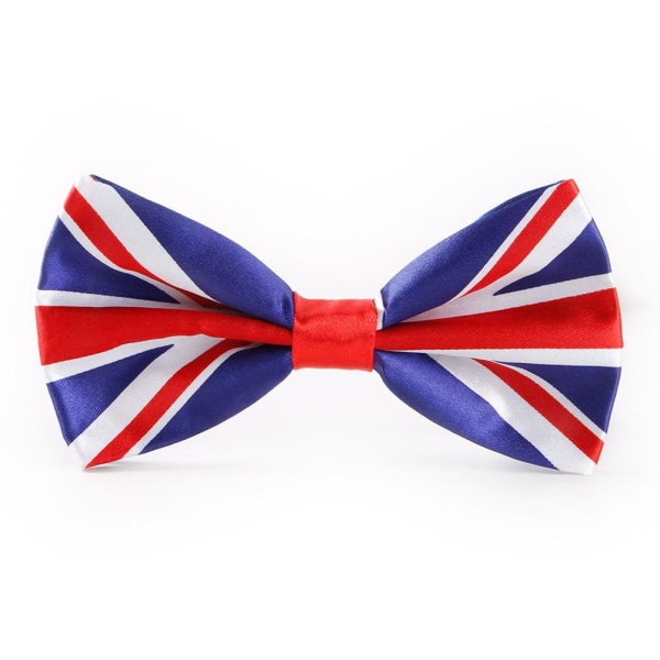 Union Jack Bow Tie Adjustable Neck British Flag Bowtie Queen Elizabeth Platinum Jubilee 70 Years Decorations