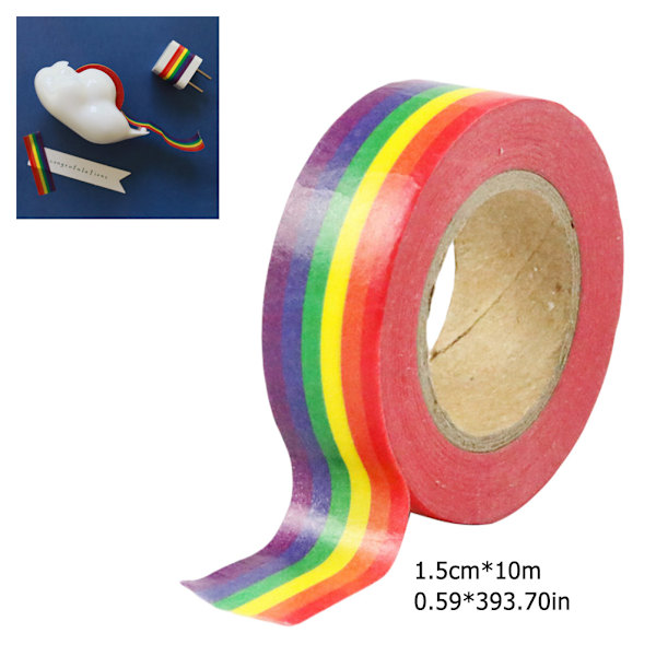 100CM Färgglad Regnbåge Självhäftande Papper Tejp Skola Kontorsmaterial DIY Scrapbooking Papper