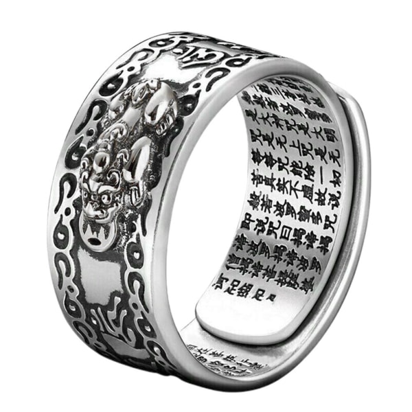 Feng Shui Ring Legering Finger Ring Pixiu Mani Mantra Skydd Rikedom Ring Amulet Wealth Lucky Open Justerbar Ring Smycken Ring för män