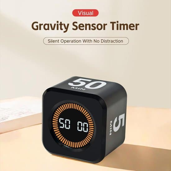 Interaktiv Visuell Pomodoro Timerkube med Gravitasjonssensor og Minne for Matlaging