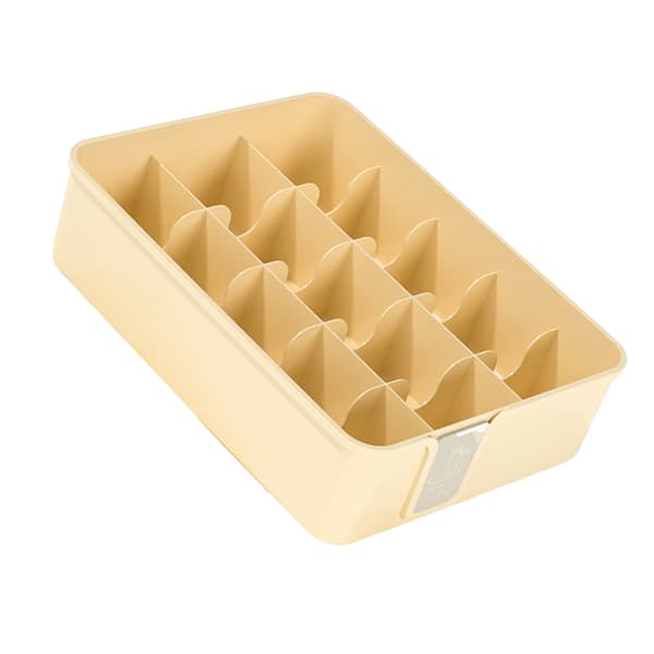 Yellow 15-Compartment Plastic Drawer Organizer for Socks, Underwear, Ties, Wardrobe Storage Box