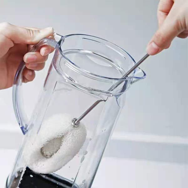 Stainless Steel Long Handle Cup Brush, Replaceable Sponge Head, Bottle Brush for Kitchen Cleaning, 24cm / 9.4in