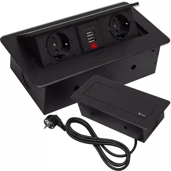 Built-in Power Strip with USB / Desk Socket - Double