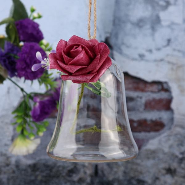 Hängande blomvas i glas, klockformad hydroponisk växtkruka för suckulenter, heminredning