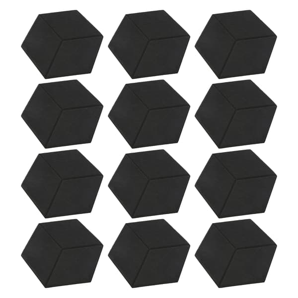 12 stk. lydabsorberende kiler, sekskantede fasede akustikkpaneler for innspillingsstudio, svart