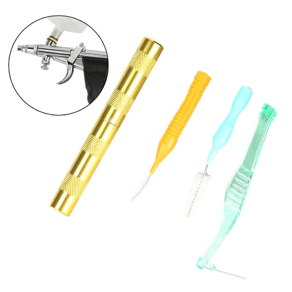 4-piece Airbrush Cleaning Kit - 3 Detail Brushes & Scraper Tool Set