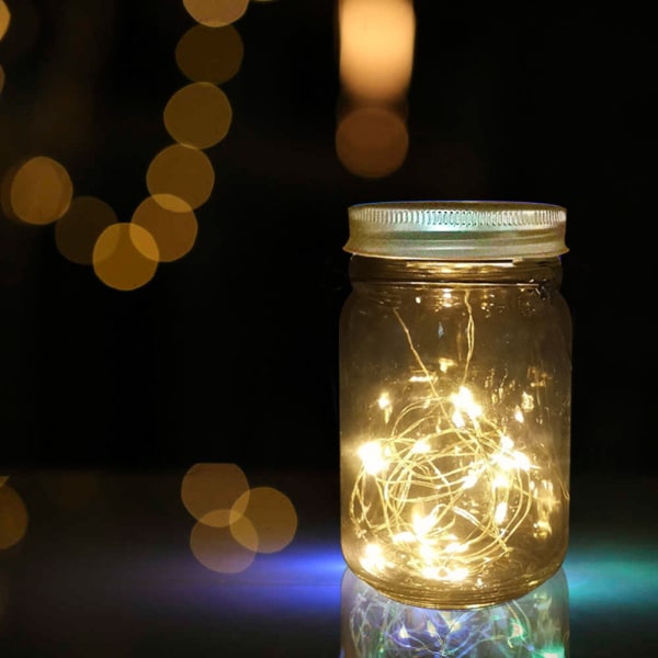 Solcellsburk lock String Lights LED Vattentät Fairy Jar Lids Lights för uteplats trädgård bröllop