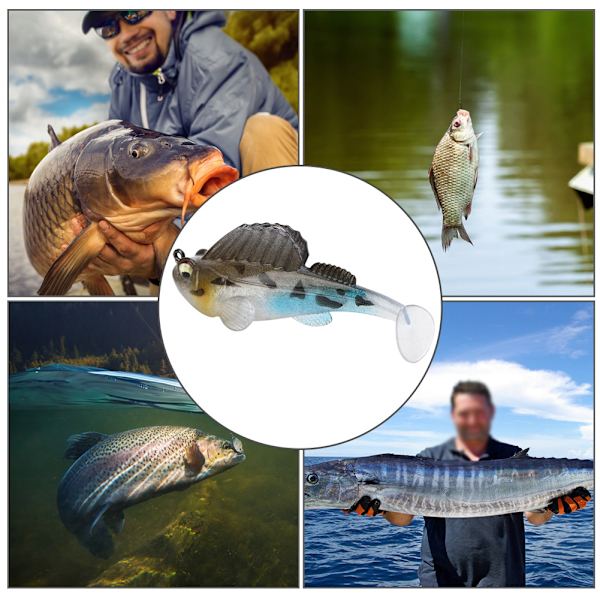3 stk PVC Kunstige Livaktige Jig Fiske Lures Agnsfisk Fiskeutstyr med Høykarbonstål Enkeltkrok
