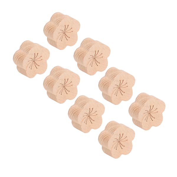 8-pack Natural Beech Wood Car Diffuser, Plum Blossom Shape, Compact Essential Oil Vent Clip for Vehicles