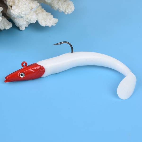 Fish Lure Tuna Shape Bait Fishing Tackle Hook with Jig Head Fishing Accessory(red&white)