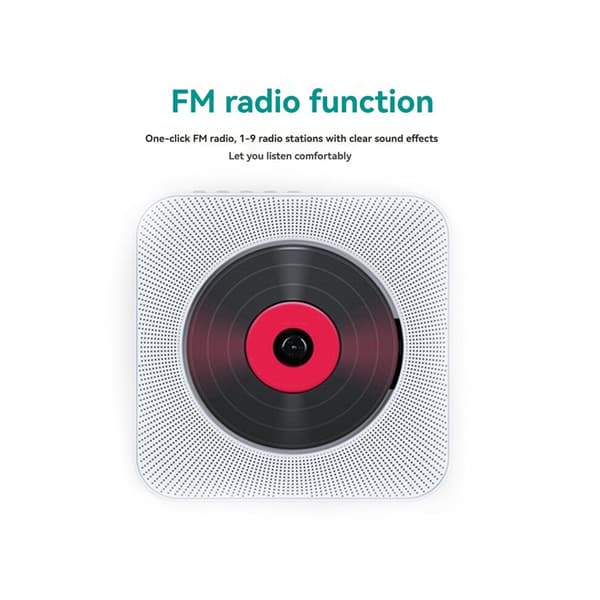 VCD, CD, DVD Multifunctional Audio Music Player with Speaker, FM Radio, Wall-Mounted Auxiliary Input with Remote Control (EU) B