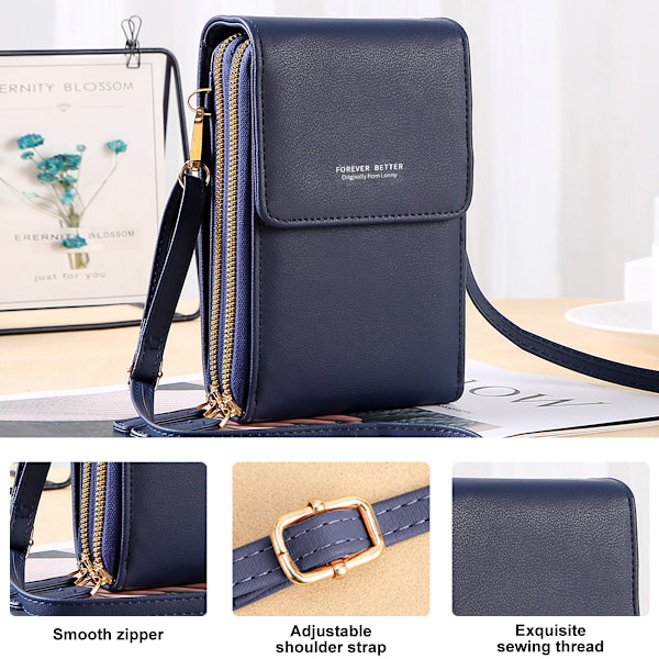 Liten crossbody-väska för kvinnor i läder, axelväska för mobiltelefon, modeaccessoarer, reseplånböcker