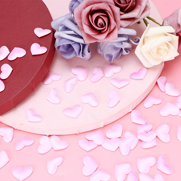 500 stk Hjerteformet Dekorasjonssvamppose Bryllup Jubileum Valentinsdag Festtilbehør (2,1 cm Rosa 500 stk Pose)