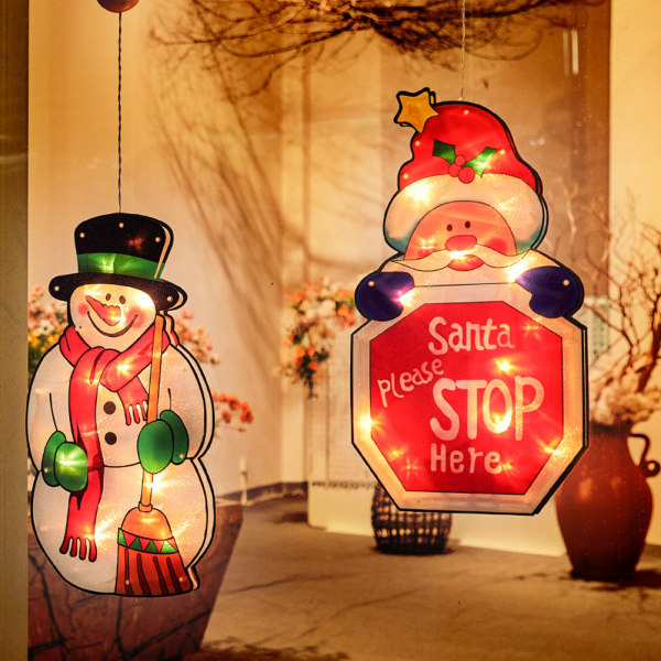 Jultomte LED-lampa med sugkopp hängande dekor Jul fönsterlampor hängande för julfest dekoration