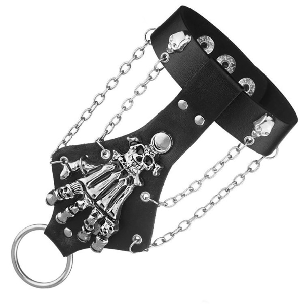 Punk Rock Gothic Hanske Skjelett Hånd Hanske Kjede Lenke Armbånd Bangel Armbånd