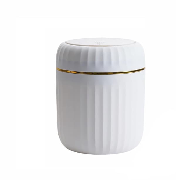 Mini Desktop Trash Can - Wastebasket, Foldable Small Trash Can with Lid - Countertop, White