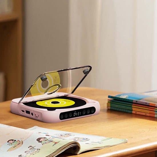 Kannettava Bluetooth CD-soitin - HiFi-stereo - Vaaleanpunainen