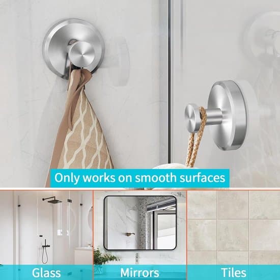4-pack Waterproof Vacuum Suction Cup Hooks for Towels - White