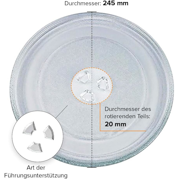 Mikrobølgeovn drejeskive 24,5 cm mikrobølgeovn plade 245 mm glasplade drejeskive udskiftningsplade glasplade glas drejeskive til mikrobølgeovne