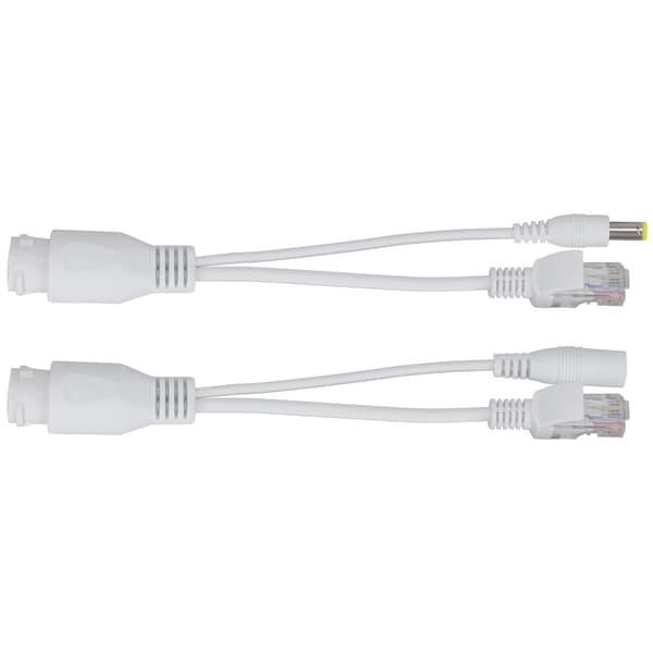 12V Power Over Ethernet Passiv POE-adapterkabel Splitter Injektor Vanntett Hvit