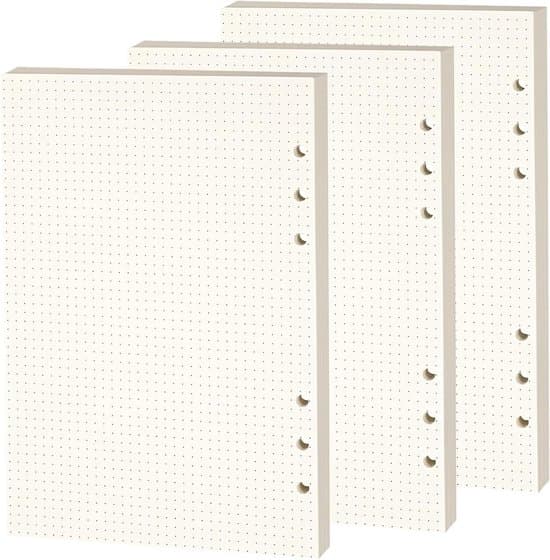 A5 Dot Grid Refill Paper, 180 Sheets, 6-Hole, Suitable for Planners and Notebooks.