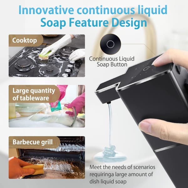Automatic Liquid Soap Dispenser, Touchless Dispenser (380ml / 12.8oz, Rechargeable, Wall-Mounted, 4 Speeds)