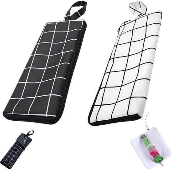 Sammenfoldelig paraplytaske - vandtæt - 2-delt sæt - hvid og sort - 38 x 12,5 cm