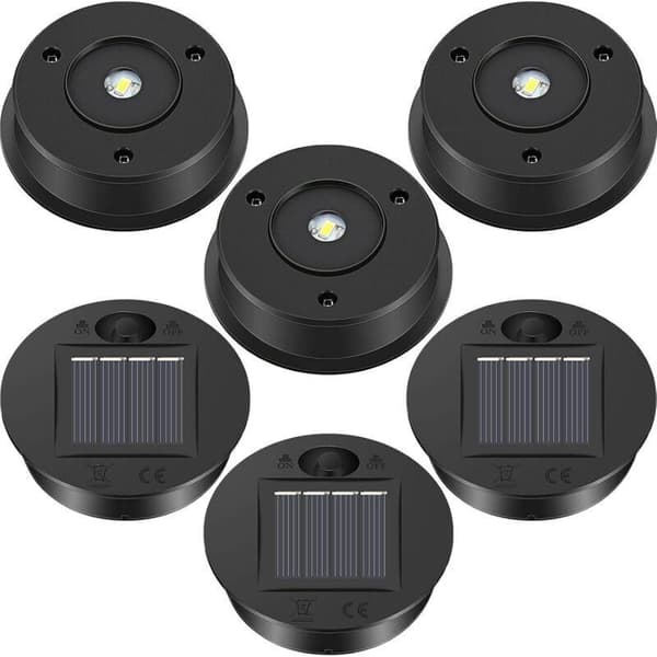 6-paknings erstatningssett for solcellelykt – 1,2V LED solcellepanel – 7 cm diameter – Automatisk nattbelysning