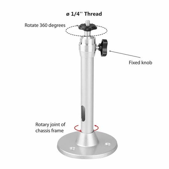 Aluminum Ceiling Mount for Mini Projector/Security Camera, 180mm Height, 2kg Max Load Capacity, Universal 1/4 Inch Thread with Adjustable Ball Joint