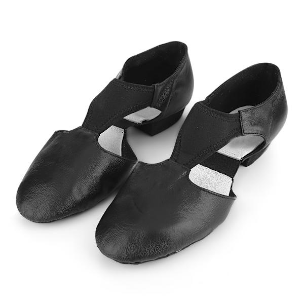 1 par PU-läder Jazz Ballroom Black Dance Shoes Vuxna Flickor Barn Dans Sko(39)
