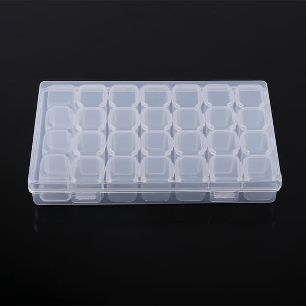 Clear Plastic 28 Compartments Adjustable Tablet Medicine Pill Jewelry Storage Box Container