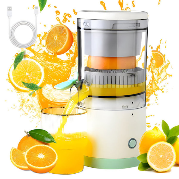 Elektrisk Saftpresser Oppladbar - Sitrus Saftpresser Maskiner med USB Saftpresser for Appelsin, Sitron, Grapefrukt