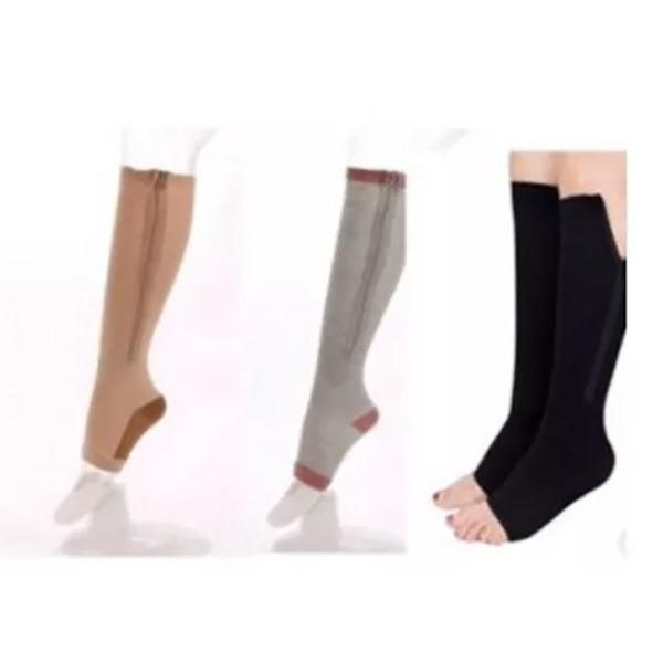 3 par Kompresjonsstrømper med glidelås Nylon Åpne tå Kompresjonsstrømper for turgåing Løping