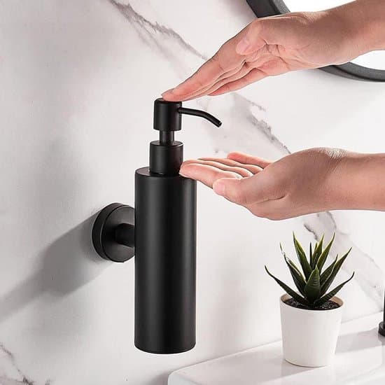 200 ml vægmonteret sæbedispenser i rustfrit stål - Sort