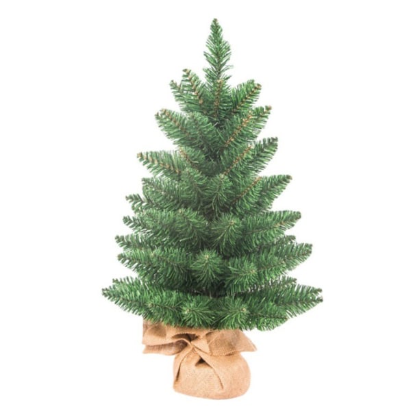 Tabletop Mini Christmas Tree Ornaments 60cm Artificial Christmas Tree with Linen Base Perfect for Window Family Gathering Garden