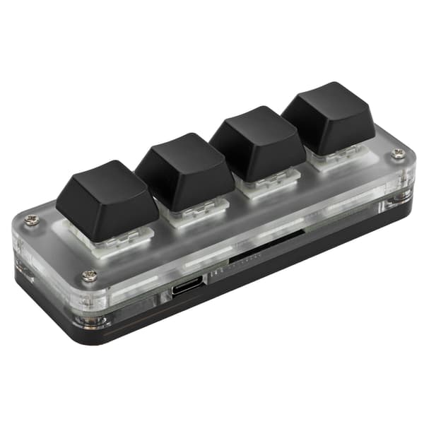 Mini 4-tasters spilltastatur Mekanisk tastatur Type C til USB-grensesnitt Programmerbart Svart med RGB-lys