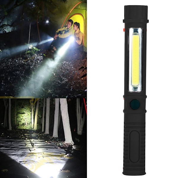 Bærbar Super Lys LED Lommelygte Pen Lys Magnetisk Arbejdslys Lommelygte med Klip Sort