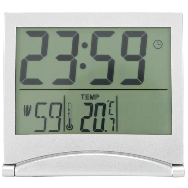 Elektronisk Kompakt Skrivebordsvækkeur Sammenklappelig Kalender Temperatur Timerur til Rejser